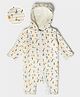 Mi Arcus Full Sleeves All Over Coconut Tree & Animal Printed Striped Romper - Cream