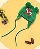 Mi Arcus 100% Cotton Knitted Pom Pom Ears Design Fox Patch Tie Up Cap - Green- Diameter 36 Cm