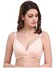 MOMISY Maternity Nursing Wire Free Cotton Breastfeeding Bra with Lace - Peach