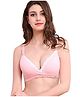 MOMISY Maternity Nursing Wire Free Cotton Breastfeeding Bra with Lace - Pink