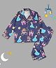 Pyjama Party Full Sleeves Princess Printed Night Suit - Navy Blue