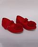 Mine Sole Big Flower Detail Solid Suede Mary Jane Ballerinas - Deep Red