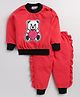 M'andy Fleece Full Sleeves Sequin Embellished Teddy & Ruffle Detailed Coordinating Tracksuit - Pink