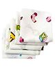 Trance Home Linen Super Soft 100% Cotton Thin Malmal Face Towels Nursery Designs Pack of 5 - White