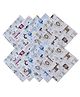 Trance Home Linen Super Soft 100% Cotton Thin Malmal Face Towels Hygiene Wash Cloth Hankies for New Babies Cotton Reusable Napkins Stars and Animals - 10 pcs