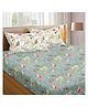 Trance Home Linen Pure Cotton Soft and Skin Friendly 200 TC King Fitted Printed Elastic Bedsheet with 2 Pillow Covers 78 x 72 Inches -  Calicut Green