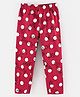 Doreme Cotton Capri Length Leggings Polka Dot Print- Pink