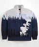 Cherry Crumble By Nitt Hyman Full Sleeves Abstract Blur Valley Sweater - Blue Grey