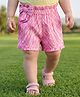 Babyoye Eco Conscious Crinkle Gauze Knee Length Shorts Abstract Print- Pink