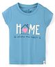Ollypop Cotton Half Sleeves Top Text Print - Sky Blue
