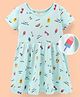 Ollypop Sinker Knit Short Sleeves Fruit Popsicle Printed Frock - Blue