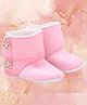 Coco Candy Flower Stone Embellished Fur Shoes Style Booties-Pink