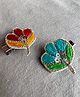 CHOKO Set Of 2 Peacock Feather Embellished Hair Clips - Green Orange & Red
