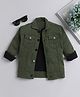 Ministitch Full Sleeves Solid Denim Jacket - Olive Green