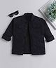 Ministitch Cotton Blend Woven Full Sleeves Solid Front Pocket Jacket - Black