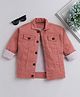 Ministitch Full Sleeves Solid Denim Jacket - Peach