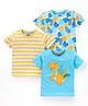 Babyhug Cotton Half Sleeves T-Shirt Pack of 3 Striped & Dino Print - Blue