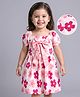 Mark & Mia Half Sleeves Floral Print Frock With Bow Applique - Pink