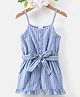 Mark & Mia Cotton Sleeveless Striped Jumpsuit With Belt- Blue