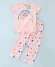 Lazy Bones Sinker Half Sleeves Night Suit Rainbow and Stars Print - Pink