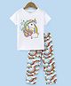 Lazy Bones Cotton Half Sleeves Night Suit Unicorn and Rainbow Print - White