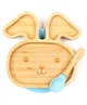 Starkiddo Bunny Bamboo Suction Plate and Learning Weaning Set - Blue