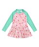 Babyhug Raglan Sleeves Frock Swimsuit Text Print - Pink & Green