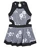 Kookie Kids Sleeveless Frock Swimsuit Floral Print- Black & White
