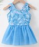 Kookie Kids Sleeveless Frock Swimsuit Fish Scale Print- Blue