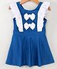 Kookie Kids Sleeveless Frock Style Solid Swimsuit with Bow Applique & Frill Detailing - Blue