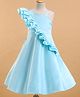 Mark & Mia Sleeveless Solid Colour Frock with Ruffles - Blue