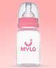 Mylo Baby Feels Natural Feeding Bottle, PP, BPA Free with anti-colic nipple Slim Neck - 125 ml (Plain Pink)