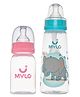 Mylo Baby Feels Natural Baby Feeding Bottle Slim Neck 125 ml & 250 ml Pack of 2 Pnk Elephant - 375 ml