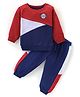 Babyhug 100% Cotton Full Sleeves T-Shirt & Lounge Pant Set Color Block- Blue Red & White