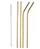 Adore Golden Stainless Steel Straw with Cleaning Brush Pack of 5 - Golden