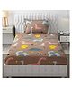 Filymore Kids Dinosaurs Printed Microfiber Designer BedSheet for Single Bed 1 Bedsheet 1 Pillow Cover- Brown
