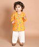 LIL PITAARA Pure Cotton Full Sleeves All Over Panda With Balloon Printed Kurta & Pyjama - Yellow