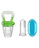 Safe O Ki  Bpa Free Baby Fruit Feeder With Silicone Finger Brush With Cover - Blue