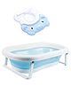 Safe-O-Kid Baby Foldable Bathtub with Temperature Plug with 1 No Tear & Adjustable Shampoo Hat - Blue