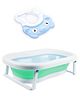 Safe-O-Kid Baby Foldable Bathtub with Temperature Plug with 1 No Tear & Adjustable Shampoo Hat - Green
