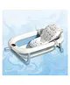 Safe-O-Kid  Baby Bath Tub with Digital Meter, 1 Year Warranty, with Support Cushion Drain Plug,Portable/Foldable Travel Friendly Anti-Skid Collapsible Bathtub, for Newborn Bathing - Blue