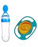Safe O Kid Baby Feeding 360 Degree Rotation Gyro Bowl Squeezy Spoon - Blue