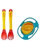 Safe-O-Kid Feeding 360 Degree Rotation Gyro Bowl With Heat Sensitive Spoon Fork Set - Yellow
