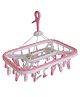 Kuber Industries Plastic 32 Clips Baby Clothes Hanger - Pink