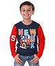 3PIN Full Sleeves Graphic Printed Sweatshirt - Red Navy Blue