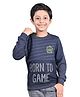 3PIN Full Sleeves Born To Game Printed Sweatshirt - Navy Blue