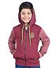 3PIN Full Sleeves Los Angeles Placement Printed Hooded Sweat Jacket - Red