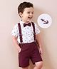 Mark & Mia Half Sleeves Shirt & Shorts Set with Bow Anchor Print - White & Maroon