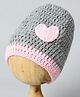 Funkrafts Heart Applique Detail Handmade Woollen Cap - Grey Pink