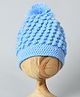 Funkrafts Pom Pom Detail Handmade Woollen Cap - Blue